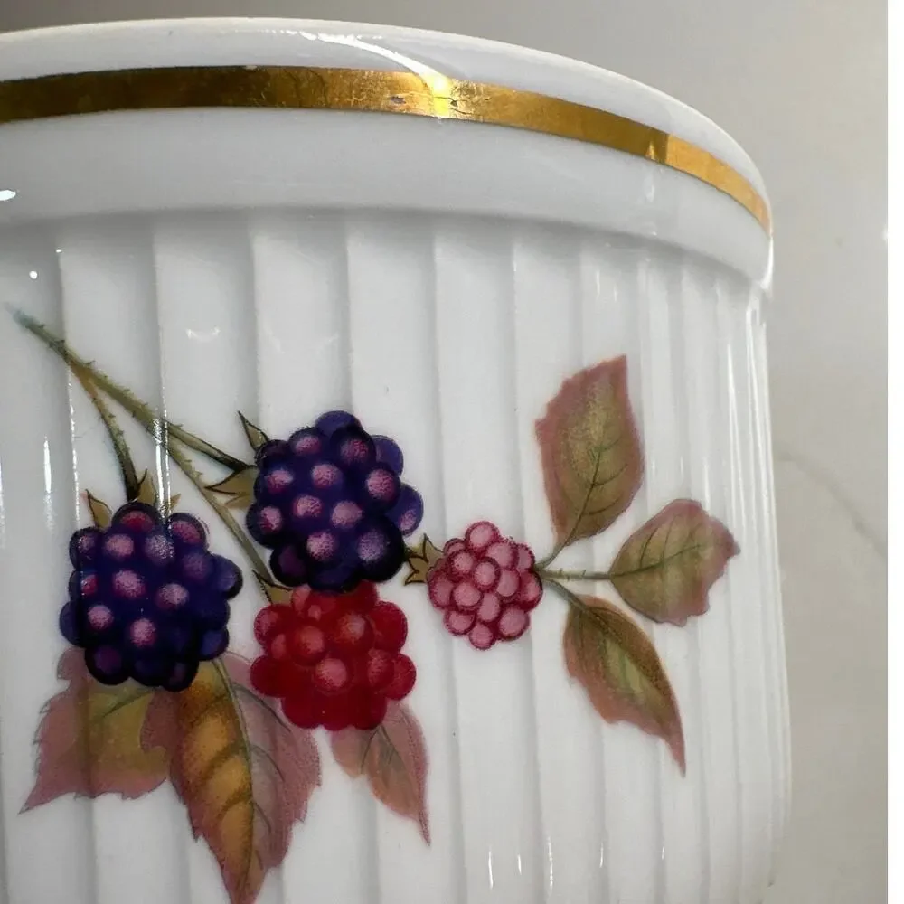 Royal Worcester Evesham Gold Souffle Dish 5.5” Fine Porcelain England
